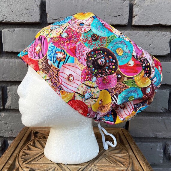 Donut Scrub Cap, Surgical Scrub Cap, Scrub Cap for Woman, Scrub Hats, Euro Scrub Cap for Woman with Toggle