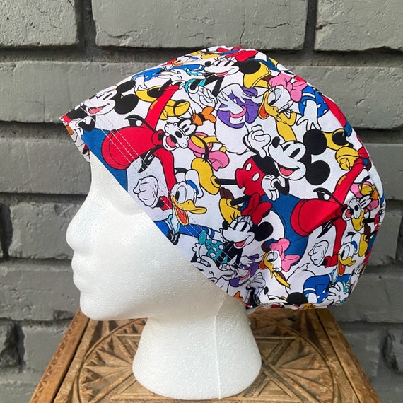 Mouse Scrub Cap, Surgical Scrub Cap, Scrub Caps for Women, Scrub Hats, Euro Scrub Cap, Scrub Cap with Buttons, Scrub Hat with Toggle