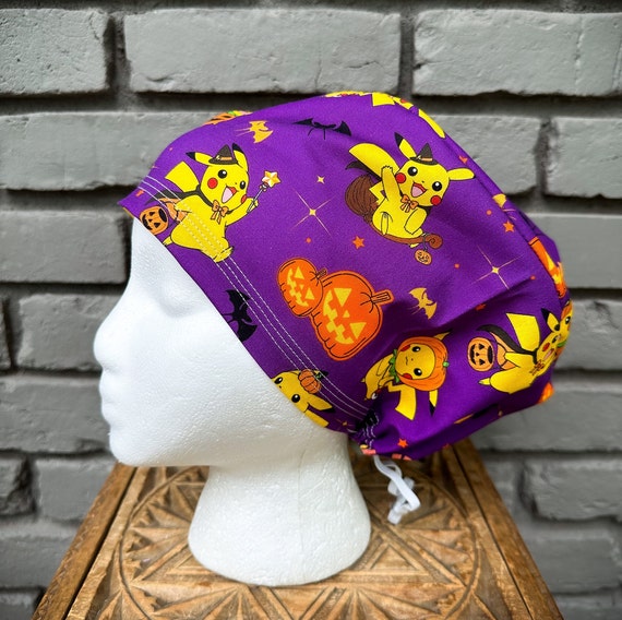 Halloween Scrub Cap, Surgical Scrub Cap, Scrub Caps for Women, Scrub Hats, Euro Scrub Cap, Scrub Cap with Buttons, Scrub Hat with Toggle