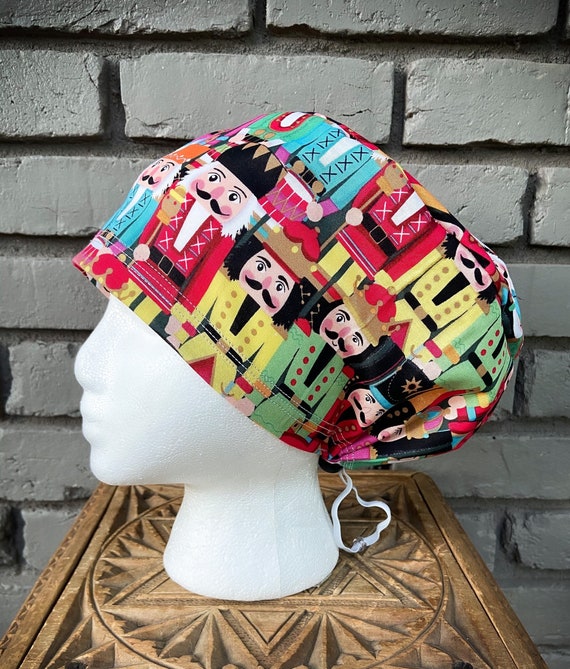 Christmas Scrub Cap, Nutcracker, Surgical Scrub Cap, Scrub Caps for Women, Scrub Hats, Euro Pixie Toggle Hat