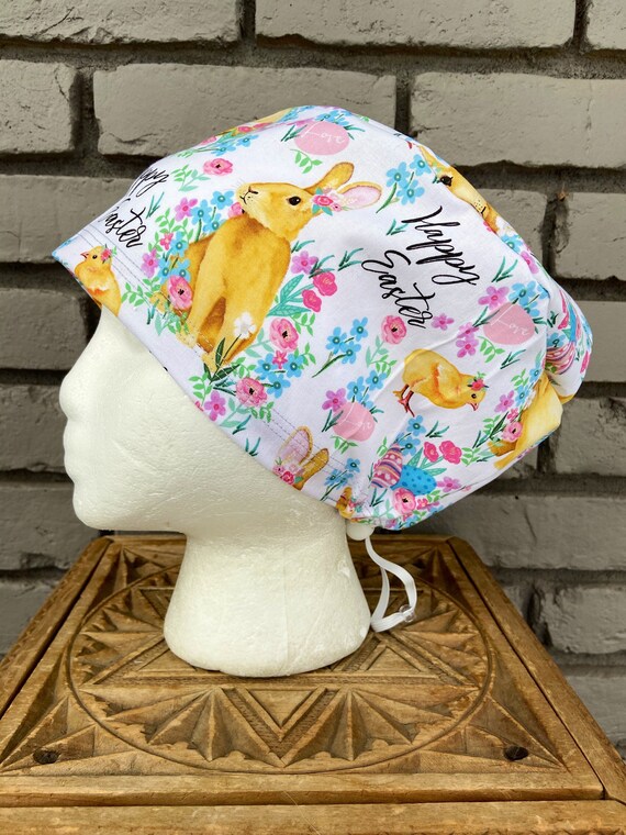 Easter Scrub Cap, Surgical Scrub Cap, Scrub Cap for Woman, Scrub Hats, Euro Scrub Cap for Woman with Toggle