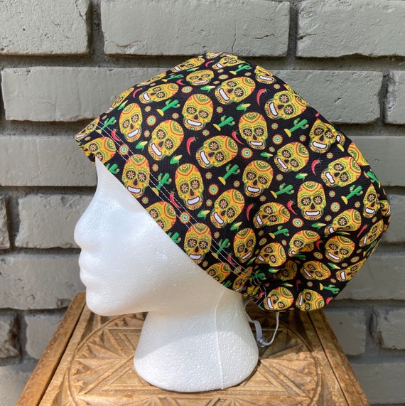 Halloween Scrub Cap, Surgical Scrub Cap, Scrub Caps for Women, Scrub Hats, Euro Scrub Cap, Scrub Cap with Buttons, Scrub Hat with Toggle