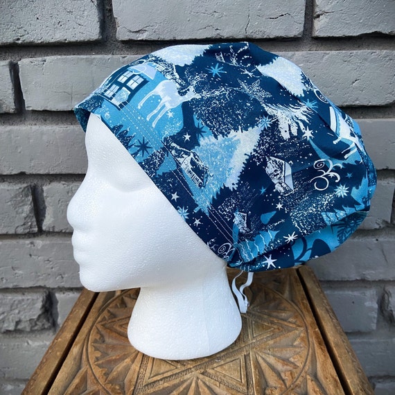 Winter Scrub Cap, Stag, Winter Wonderland, Surgical Scrub Cap, Scrub Caps for Women, Scrub Hats, Euro Pixie Toggle Hat