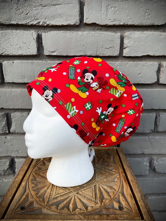 Christmas Scrub Cap,Mouse Scrub Cap, Surgical Scrub Cap, Scrub Caps for Women, Scrub Hats, Euro Pixie Toggle Hat