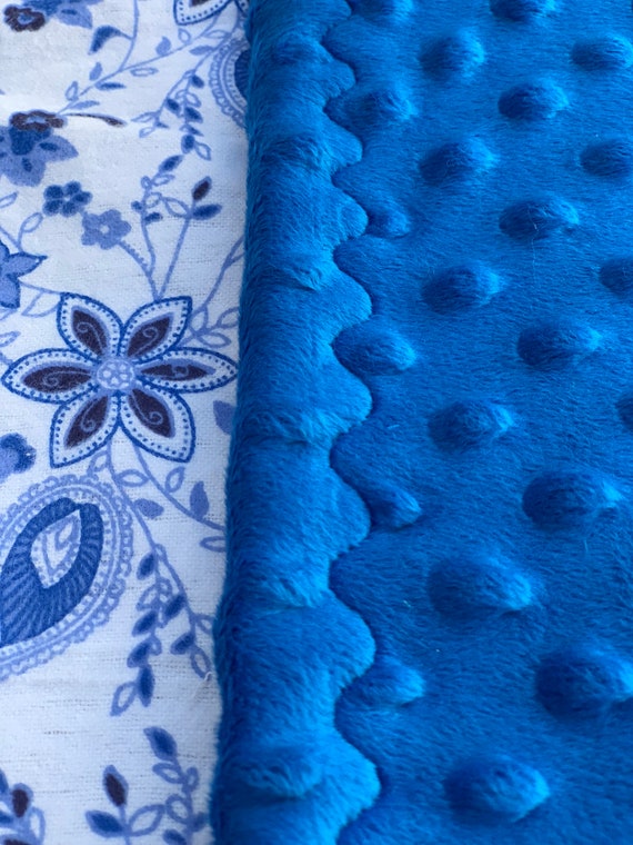Blankets & Throws Blue floral minky baby blanket