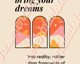 Digitaler Kunstdruck | "Strive To Bring Your Dreams In Wirklichkeit" | Druck zu Hause | Minimalistisch | Wohndeko