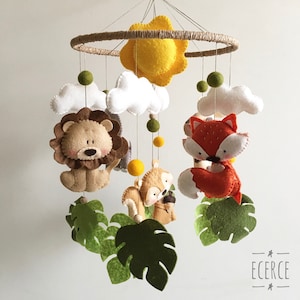 baby mobile animals, nursery decor, nursery decor baby mobile, felt baby mobile