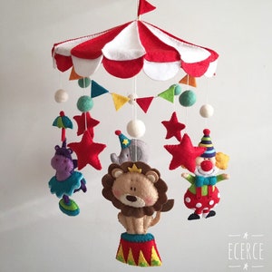 baby mobile, nursery decor baby mobile, nursery decor, felt baby mobile, circus mobile