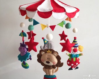 baby mobile, nursery decor baby mobile, nursery decor, felt baby mobile, circus mobile