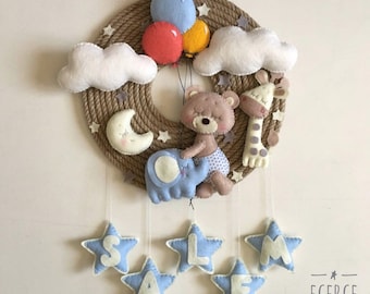 Baby Ornament, Filz Dekor, Kinderzimmer Dekoration, Baby Geschenk, personalisierte Verzierung, Babyzimmer Dekor