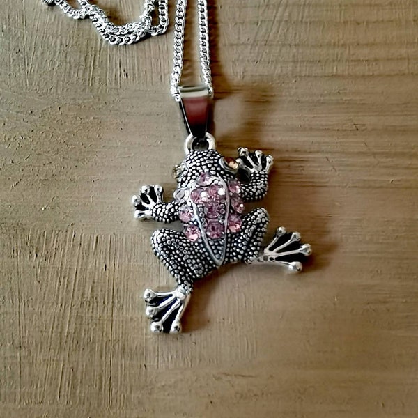 Chaîne d’argent Strass Grenouille