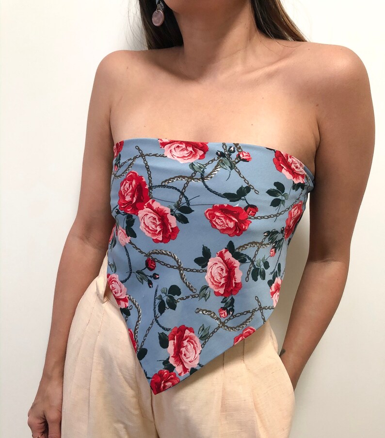 Bandana top for woman top scarf in satin fabric crop top bandana.