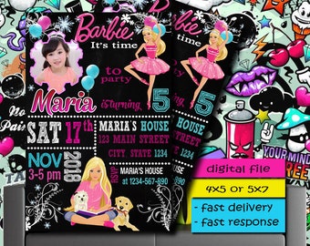 barbie invitation etsy