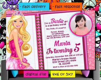 barbie invitation etsy