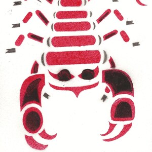 Scorpion stencil print red and black