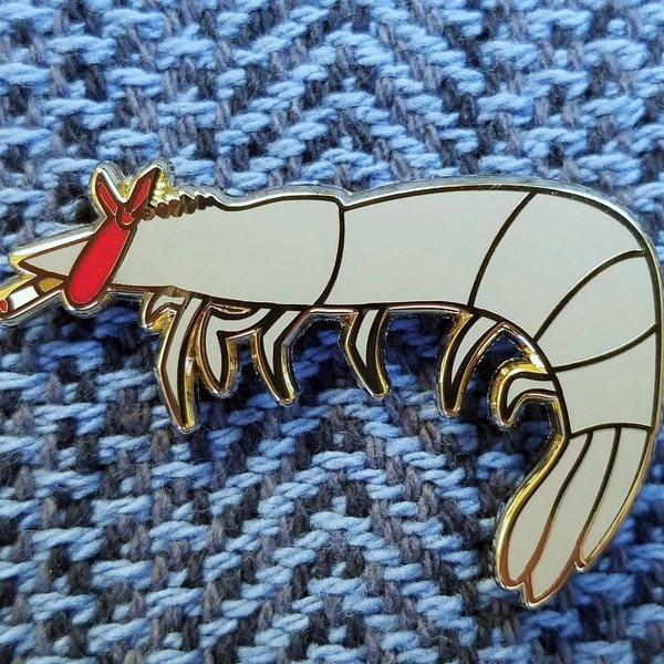 Shrimp enamel pin