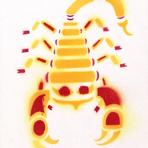 Scorpion stencil print yellow and red