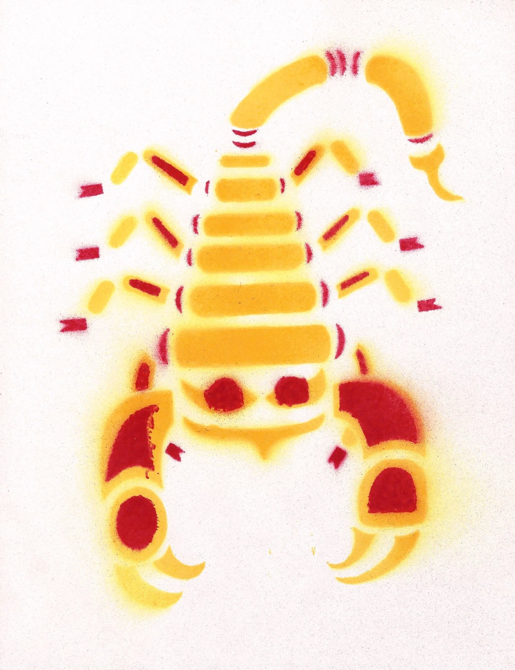 Scorpion Stencil Print Yellow and Red - Etsy New Zealand