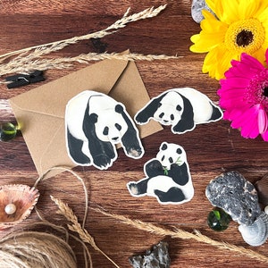 Panda Bear Stickerset van 3 Aquarel Illustratie