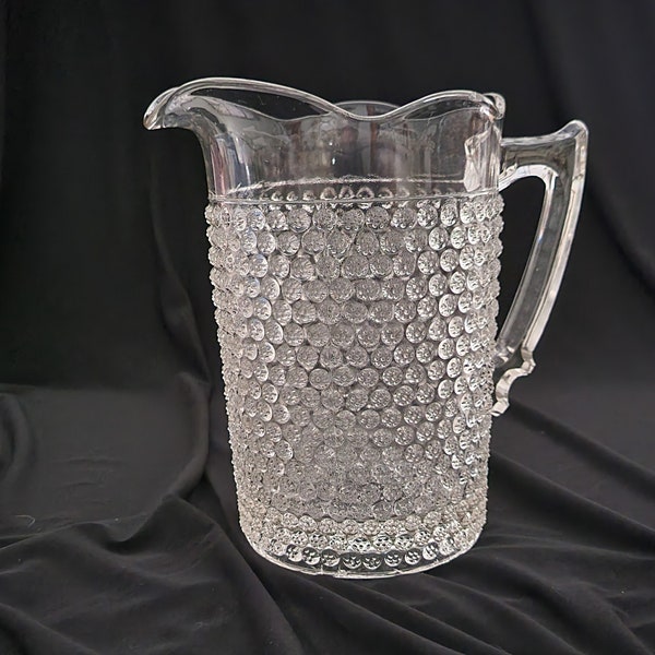 Vintage Clear Glass Hobnail water or tea pitcher