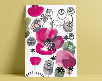 Poppy Page A4 Giclee Flower Art Print