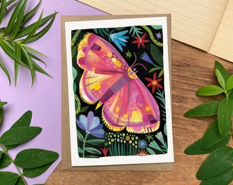 Purple Bordered Gold Moth A6 Illustrated Greeting Card