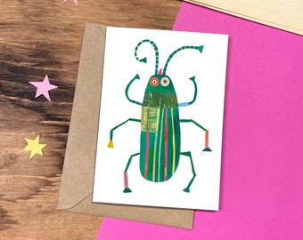 Jewel Beetle - An Endangered British Bug - A6 Illustrated Greeting Card