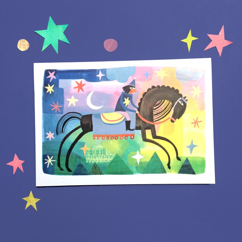 Tarjeta de felicitación Rainbow Rider A6 ilustrada por Nikki Pontin imagen 1