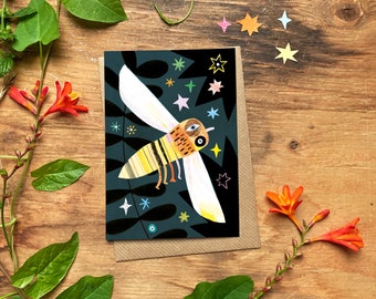 Bog Hover Fly - A6 Greeting Card - Endangered British Bugs