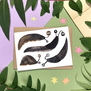 Black Slug geïllustreerde A6-wenskaart
