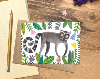 Lemur A6 Greeting Card - Illustrated by Nikki Pontin