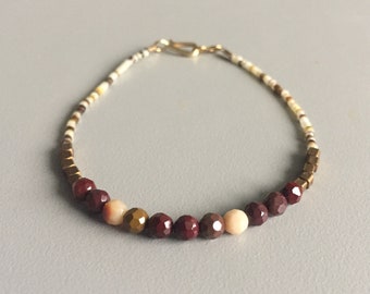 Dainty Gemstone and Heishi Beaded Bracelet