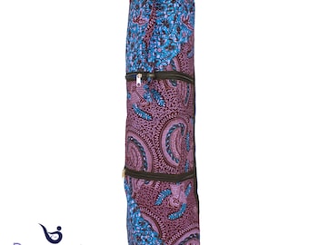 Bonsu - Ankara African Wax Print Yoga Mat Bag, Yoga Mat Holder, Yoga Mat Carrier, Yoga Mat Bag with Pocket, Yoga Bag for Mat