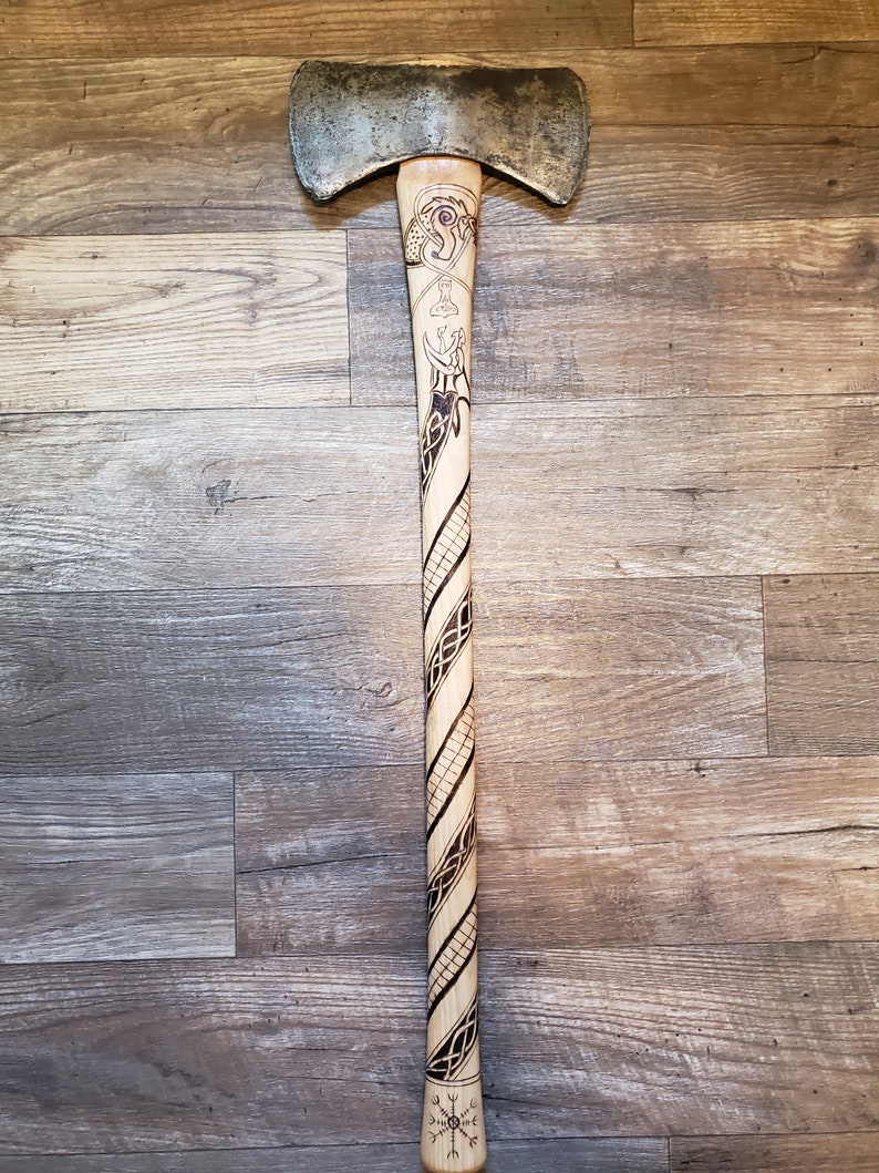 Custom Woodburned Axe Handle Nature Gift Rustic Art Etsy