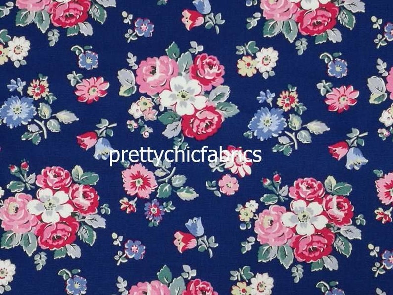 Forest Bunch Navy Kidston Cotton Duck Fabric