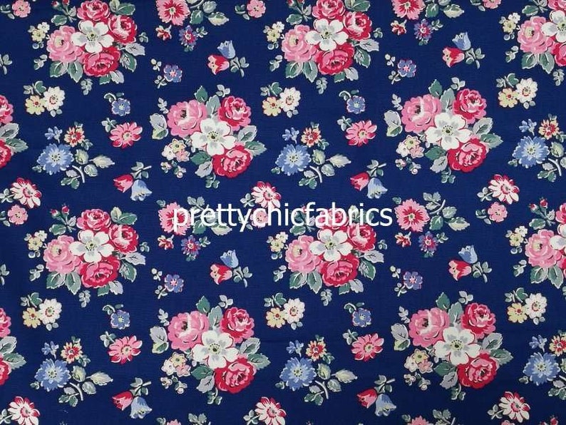 Forest Bunch Navy Kidston Cotton Duck Fabric
