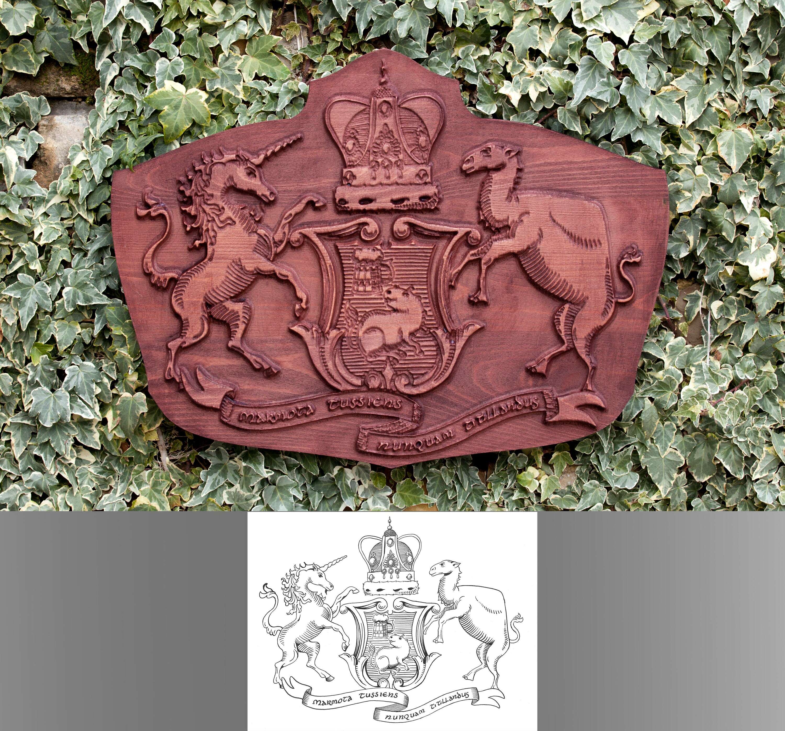 Custom Wood Coat of Arms From Photo Logo Woodcarving Bas Etsy