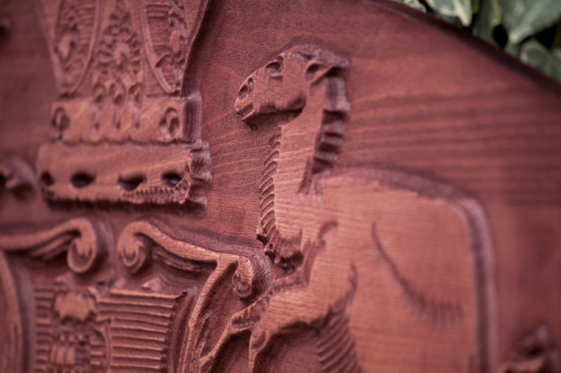 Custom Wood Coat of Arms From Photo Logo Woodcarving Bas Etsy