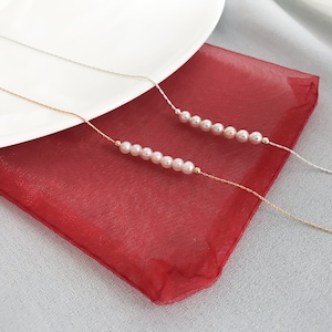 3-3.5mm Small Freshwater Pearls, Delicate Jewelry, Bridesmaid Necklace, Wedding Flower girl Gift, Floating Pearl Choker