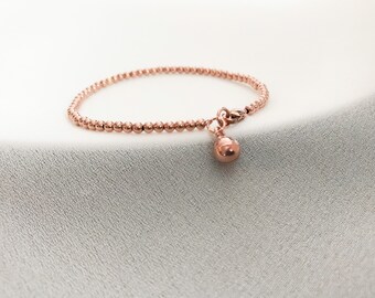 Rose Gold filled bead Bell Bracelet, Rose Gold Vermeil Bell Bracelet, Beaded Jewelry, Bridesmaid Bracelet, Stacking bracelet, gift for her