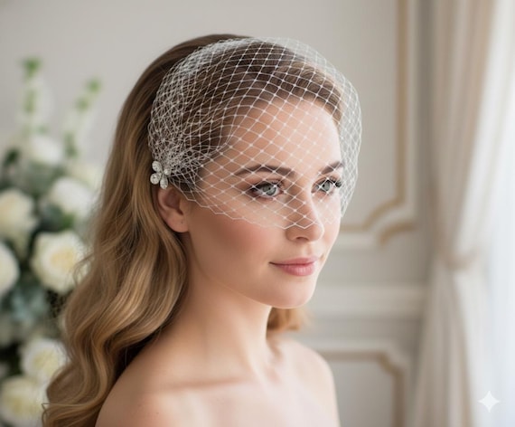 New Stunning French Netting Birdcage Headband Veil with Pearl ✨??? Amazon.com: Unsutuo Feather Birdcage Veil Bridal Bandeau  main image 2