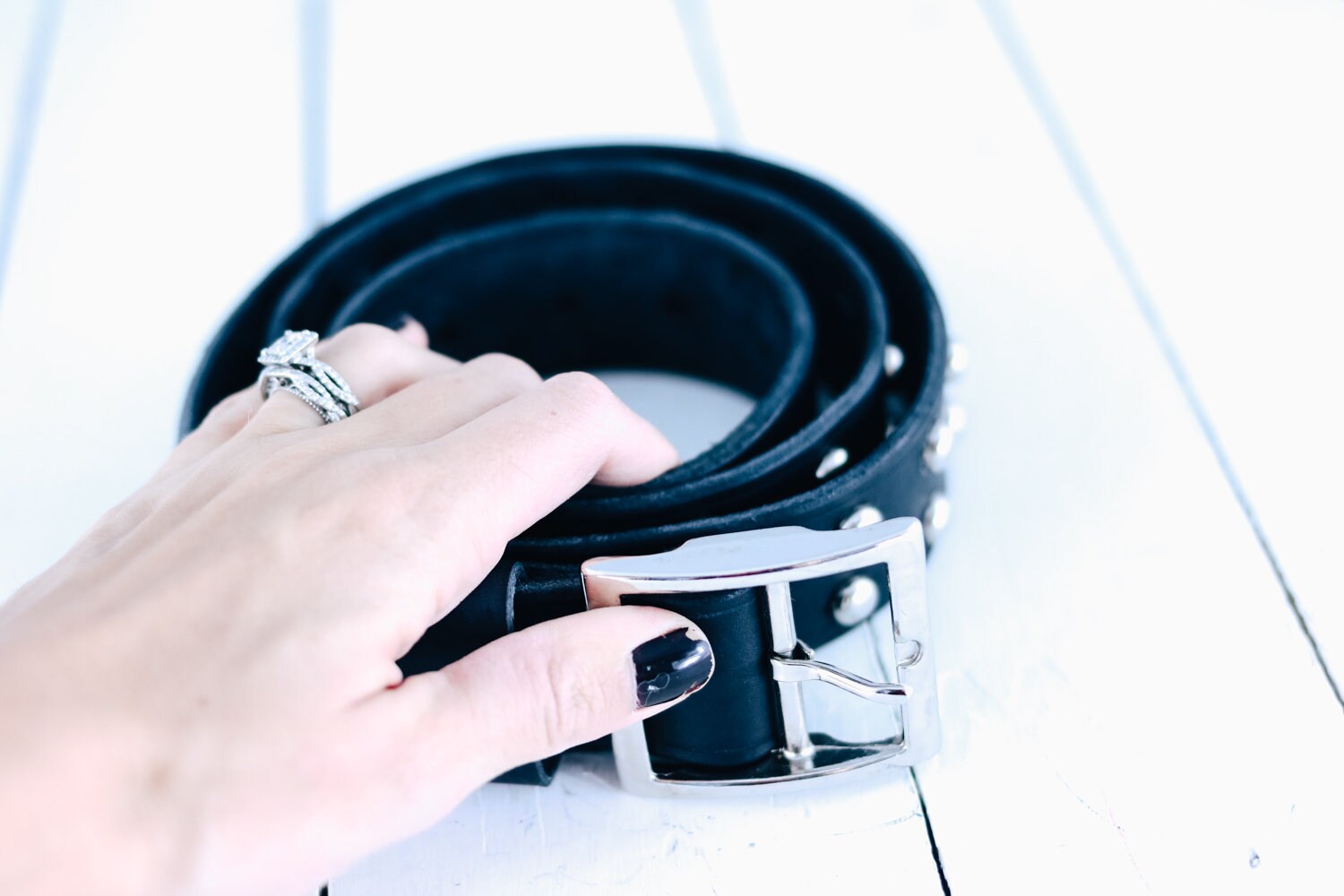 Leather Studded Belt for Him or Her, Handmade Black Men's Leather Studded Belt for Him or Her, Handmade Black Men's