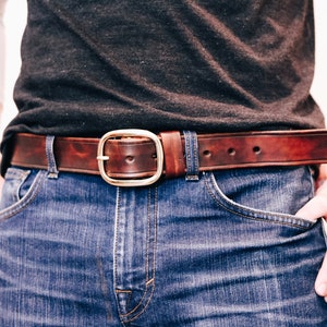 Brown Leather Belt, Handmade Men's Belt, High Quality Leather Belt, Anniversary Gift for Him image 3