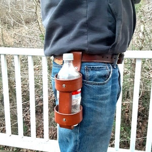 Leder Flaschenhalter Holster Gürtel getragen Flasche Halter Handmade Bild 3