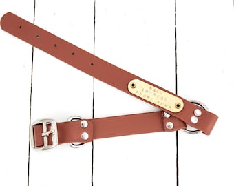 Collar de perro personalizado, collar de perro impermeable, collar Bio Thane de servicio pesado, etiqueta de nombre de latón incluida