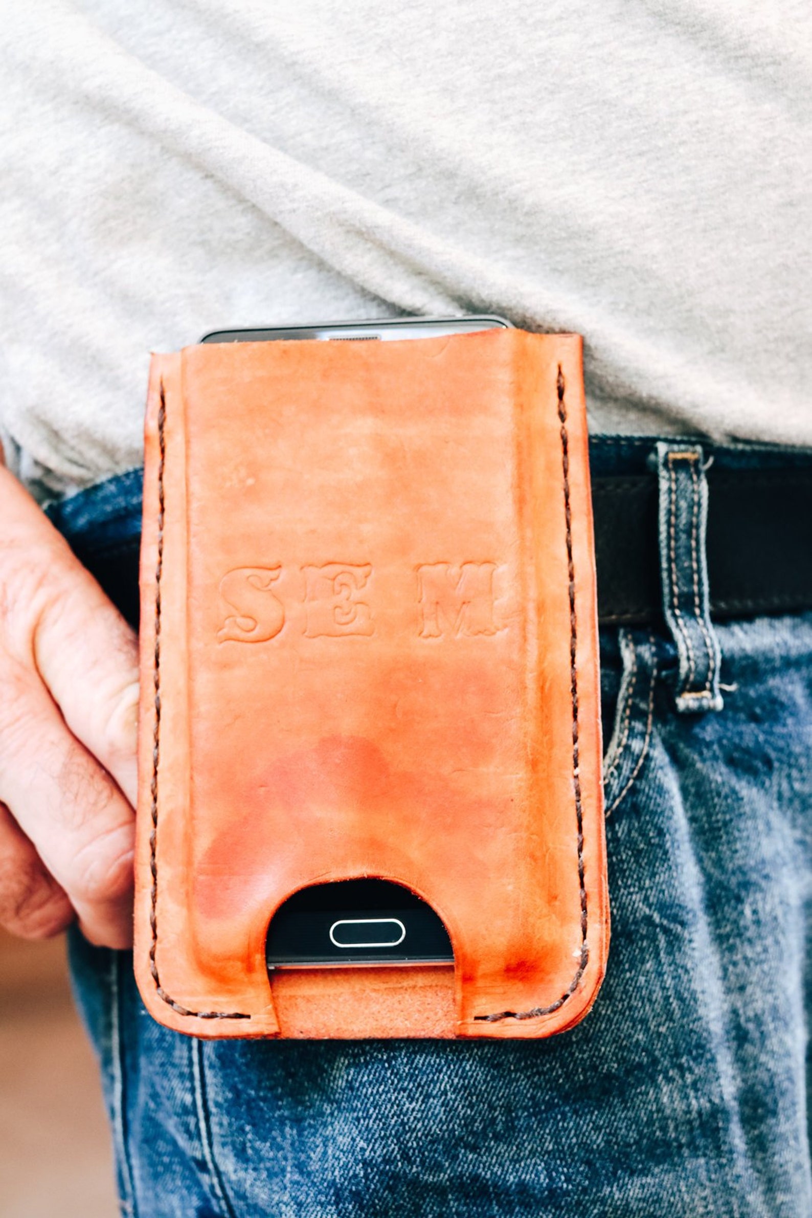 Personalized Leather Cell Phone Case for Bikers or Hunters Etsy