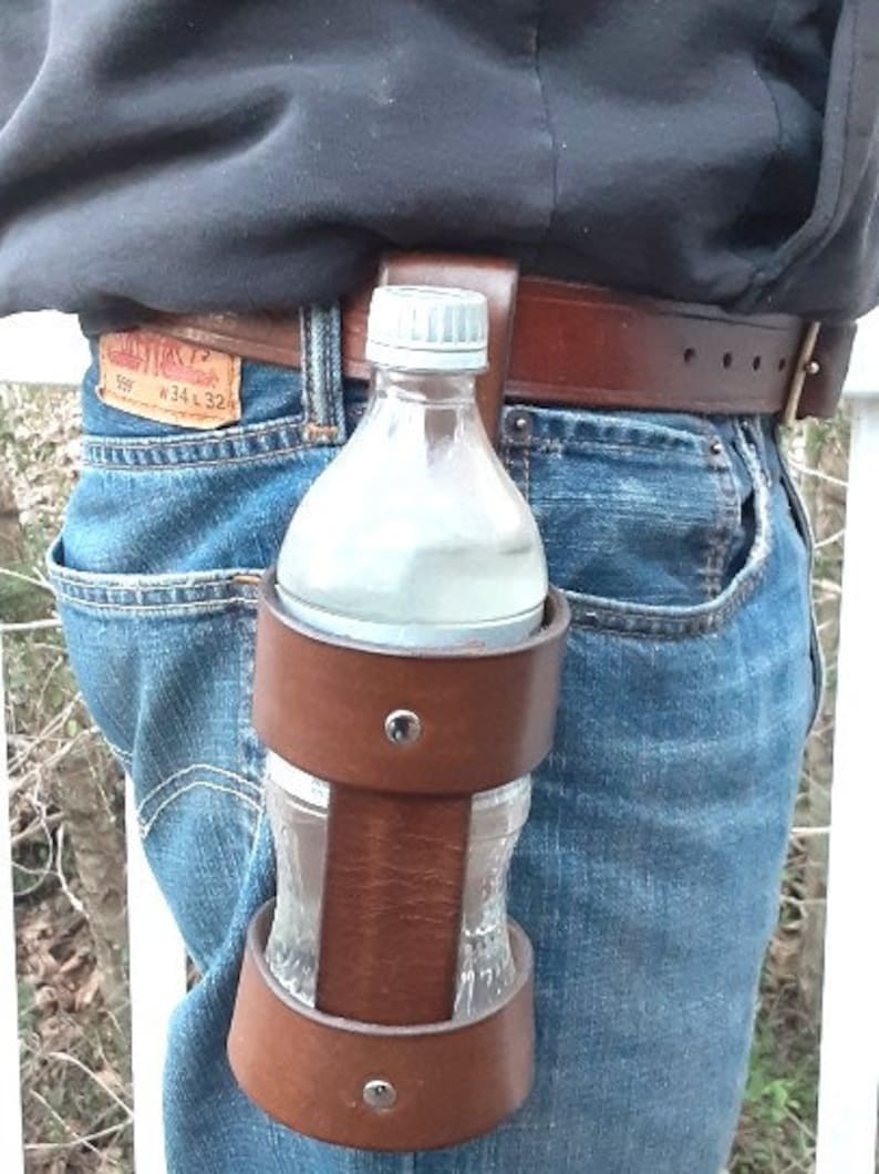 Leder Flaschenhalter Holster Gürtel getragen Flasche Halter Handmade Bild 8