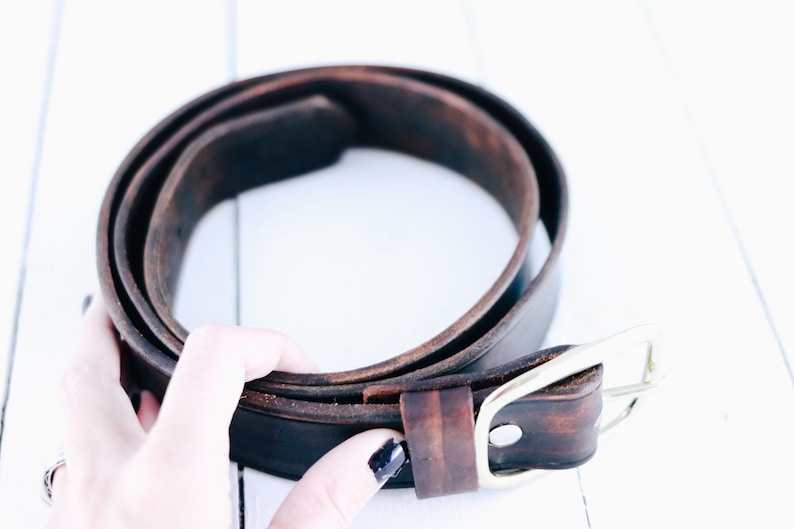 Brown Leather Belt, Handmade Men's Belt, High Quality Leather Belt, Anniversary Gift for Him image 4