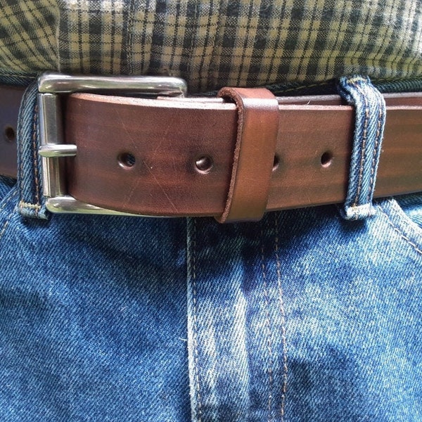 1 1/2" Belt, Hand Made Leather Belt, Brown Leather Belt, Gift for Him, High Quality Leather Belt