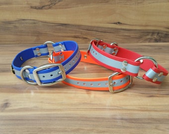 BioThane reflective hunting dog collar, Safety reflective dog collar, Waterproof dog collar, Swim dog collar,